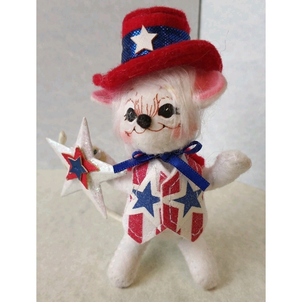 3" Annalee Patriotic Mouse 250010 White Vest Star‎ 2010-2011 4th July